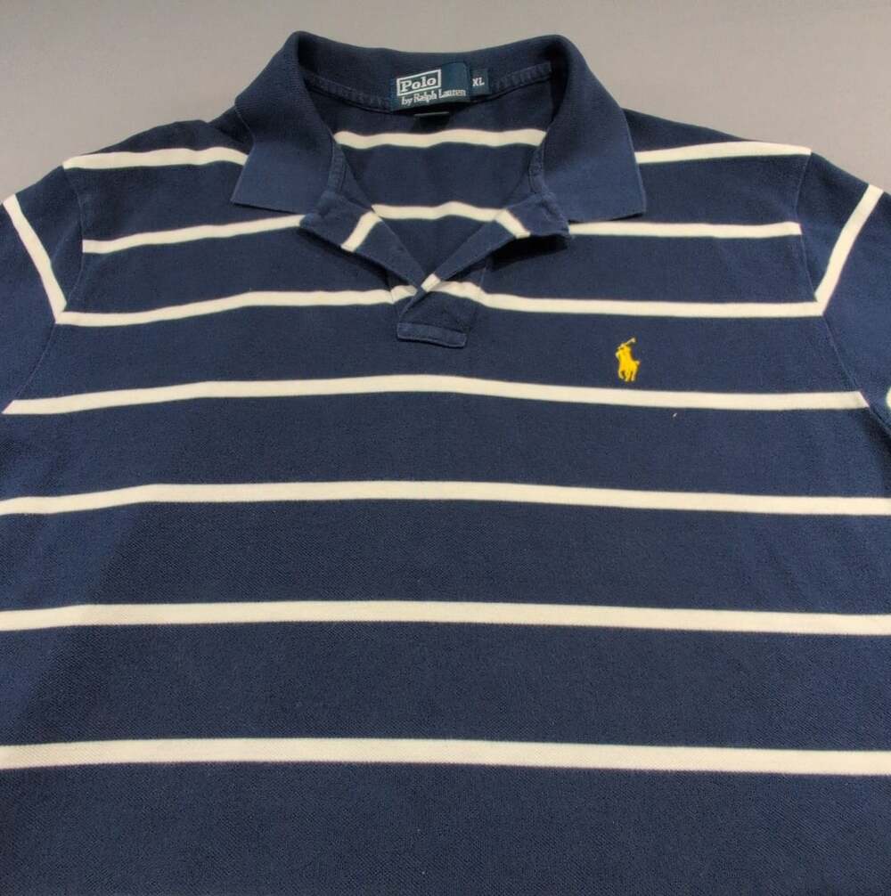 Polo By Ralph Lauren Striped Polo Shirt XL Blue White Yellow Pony Logo Preepy